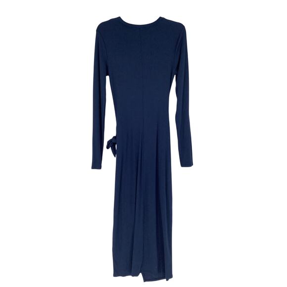 Michael Stars Women's Small Nocturnal Yessenia Faux Wrap Midi Dress Ribbed J2-26 - Picture 4 of 8